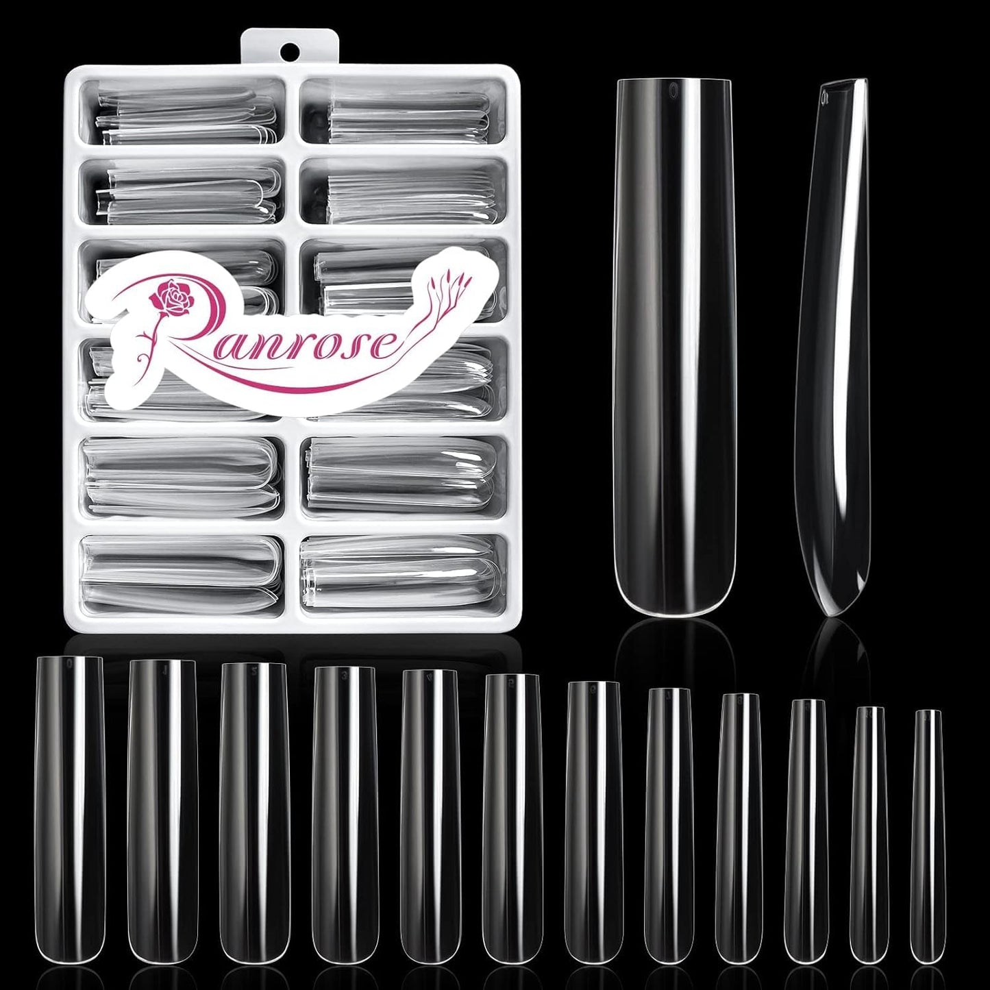 Clear XXXL Tapered Square Nail Tips Extra Long Half Cover