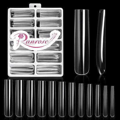 Clear XXXL Tapered Square Nail Tips Extra Long Half Cover