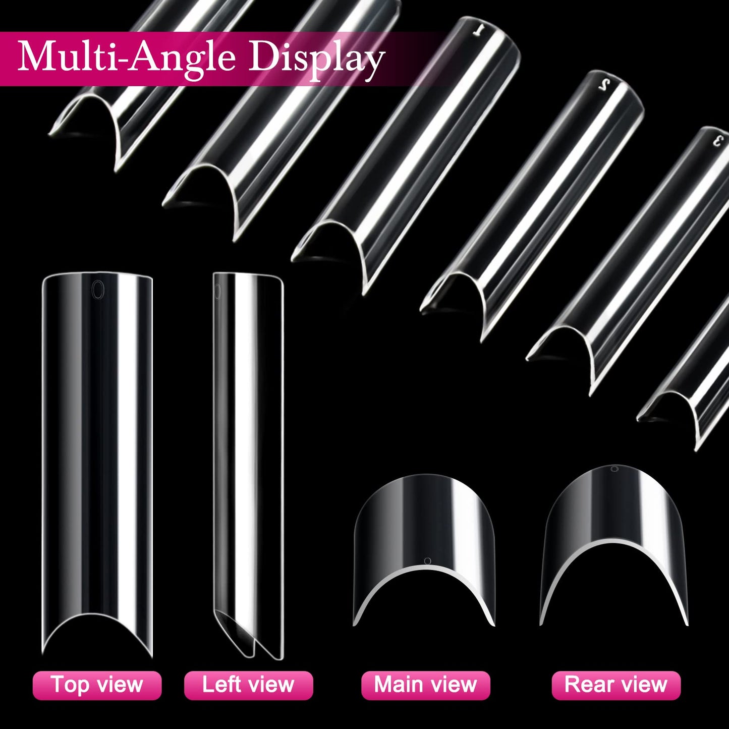 Clear XXXL Tapered Square Nail Tips Extra Long Half Cover