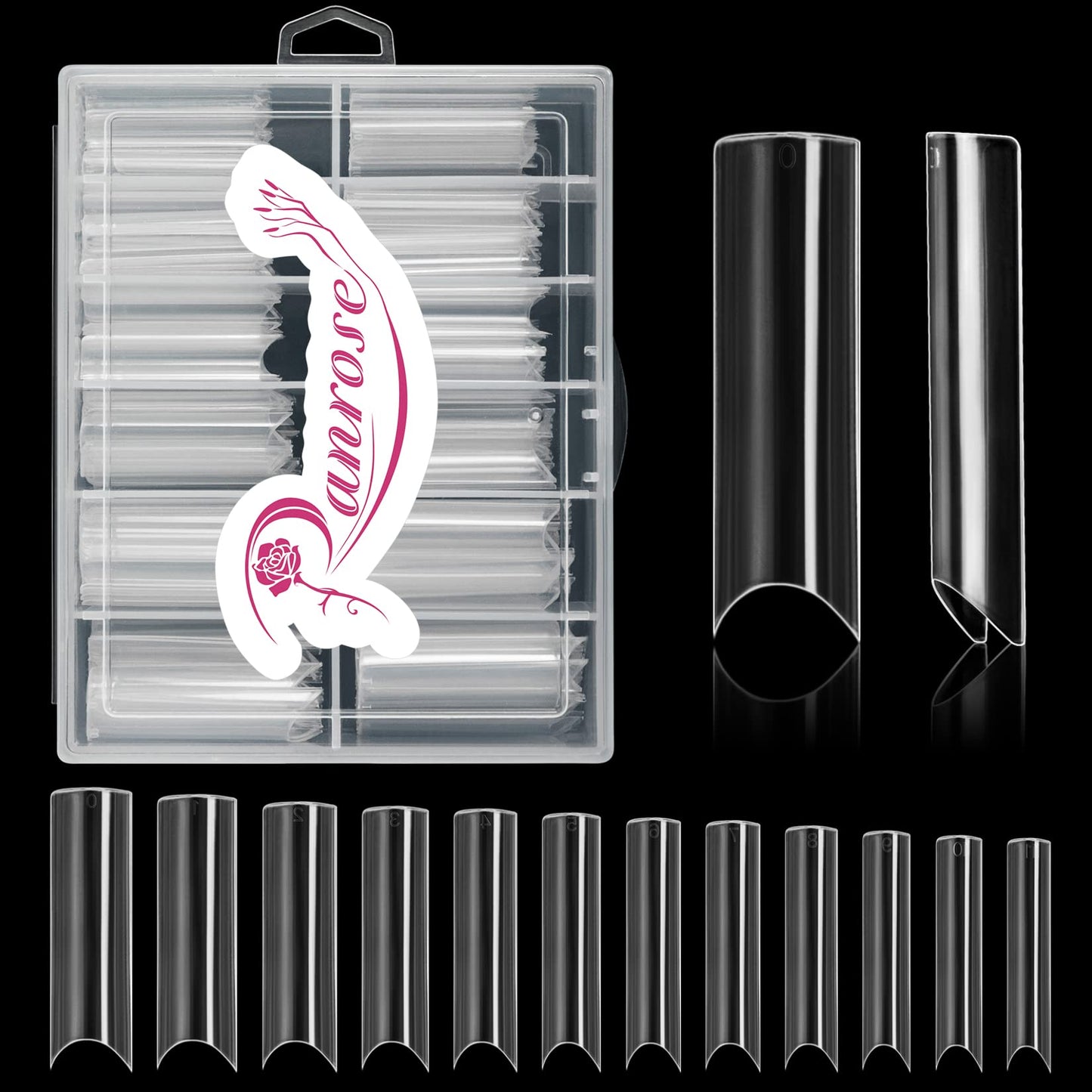 Clear XXXL Tapered Square Nail Tips Extra Long Half Cover