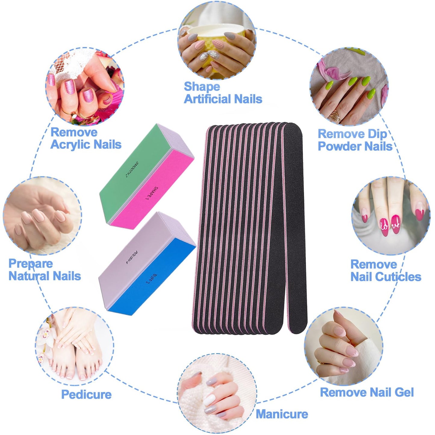 4 Way Nail Buffer & File Set with Multi Grit Polishing Kit