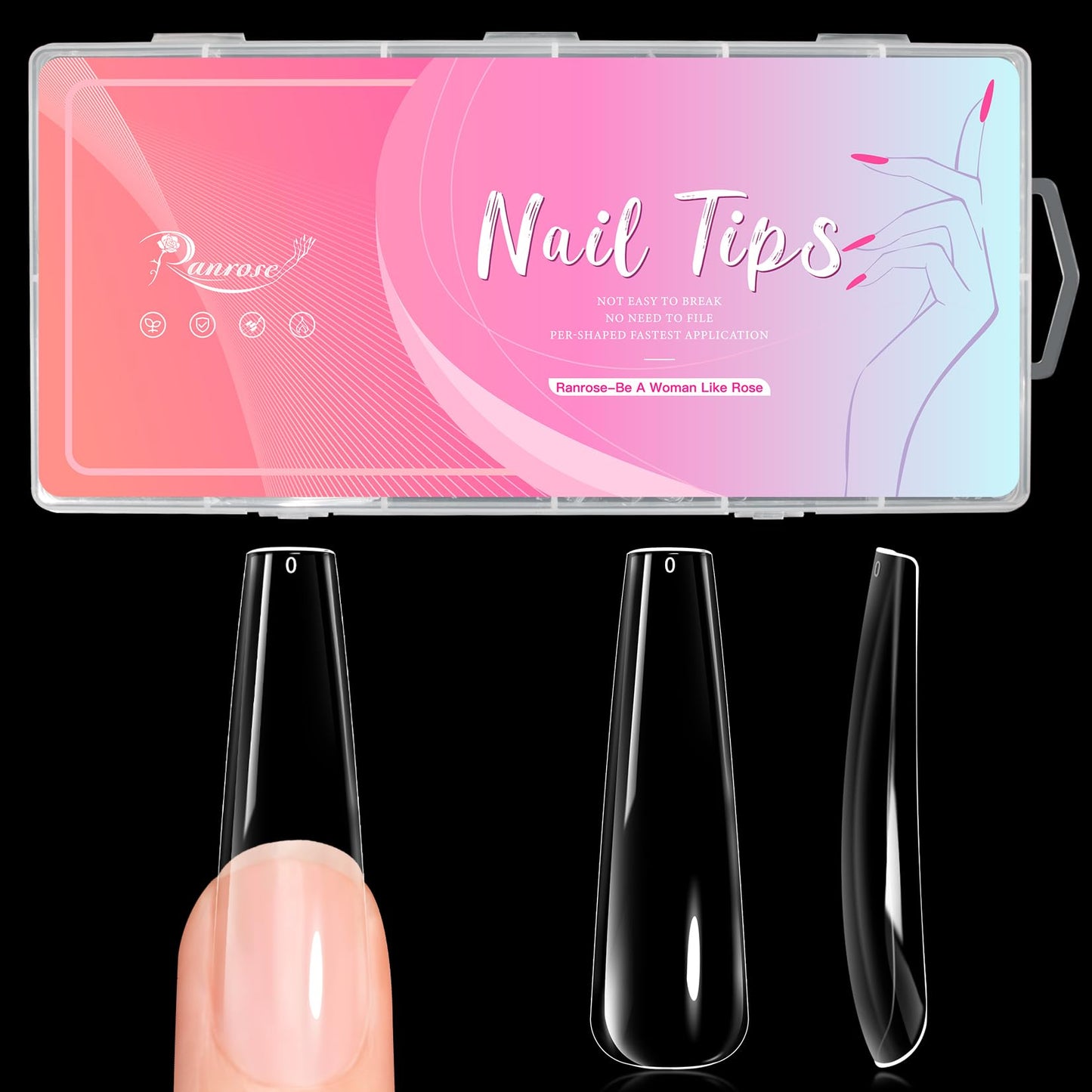Clear XXXL Tapered Square Nail Tips Extra Long Half Cover
