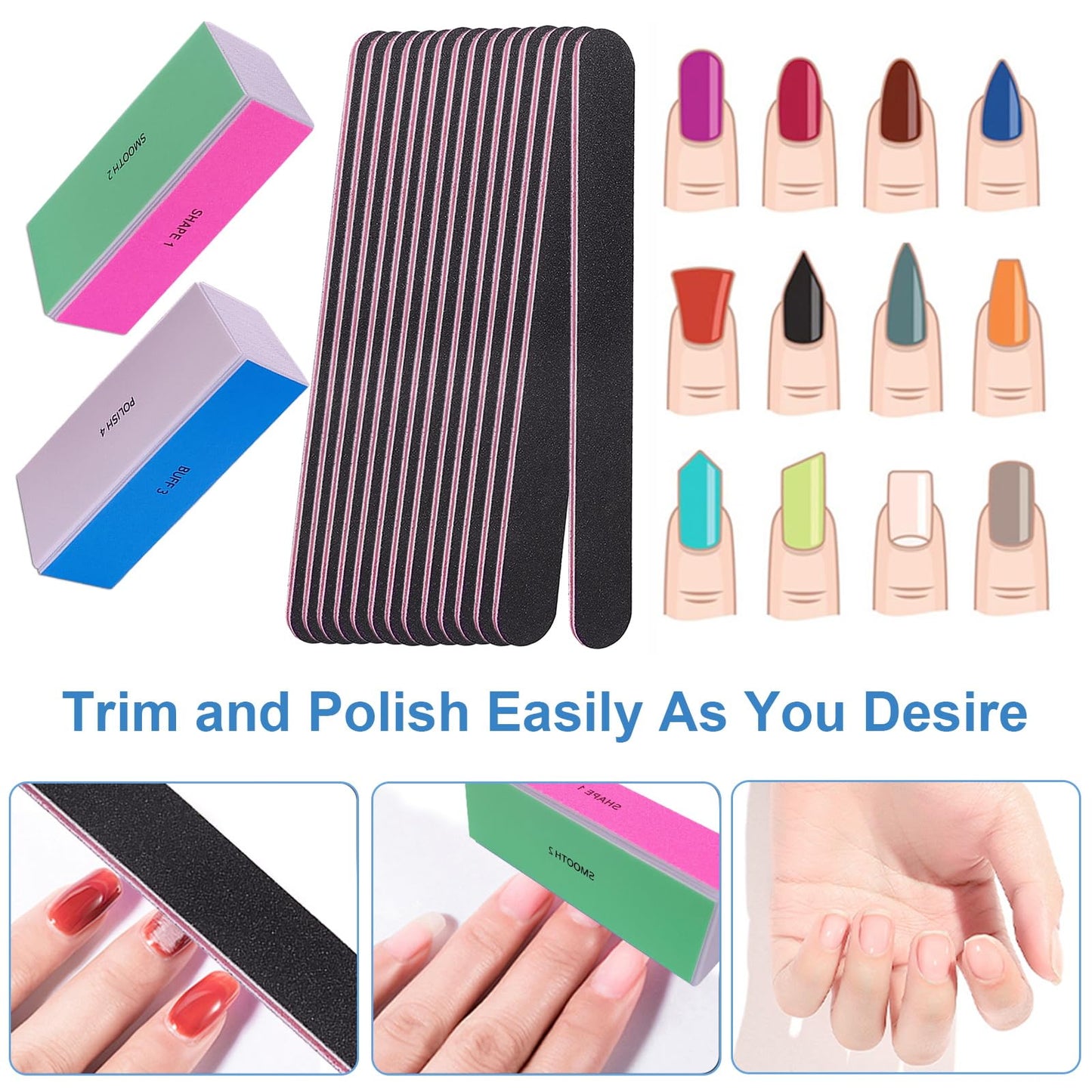 4 Way Nail Buffer & File Set with Multi Grit Polishing Kit