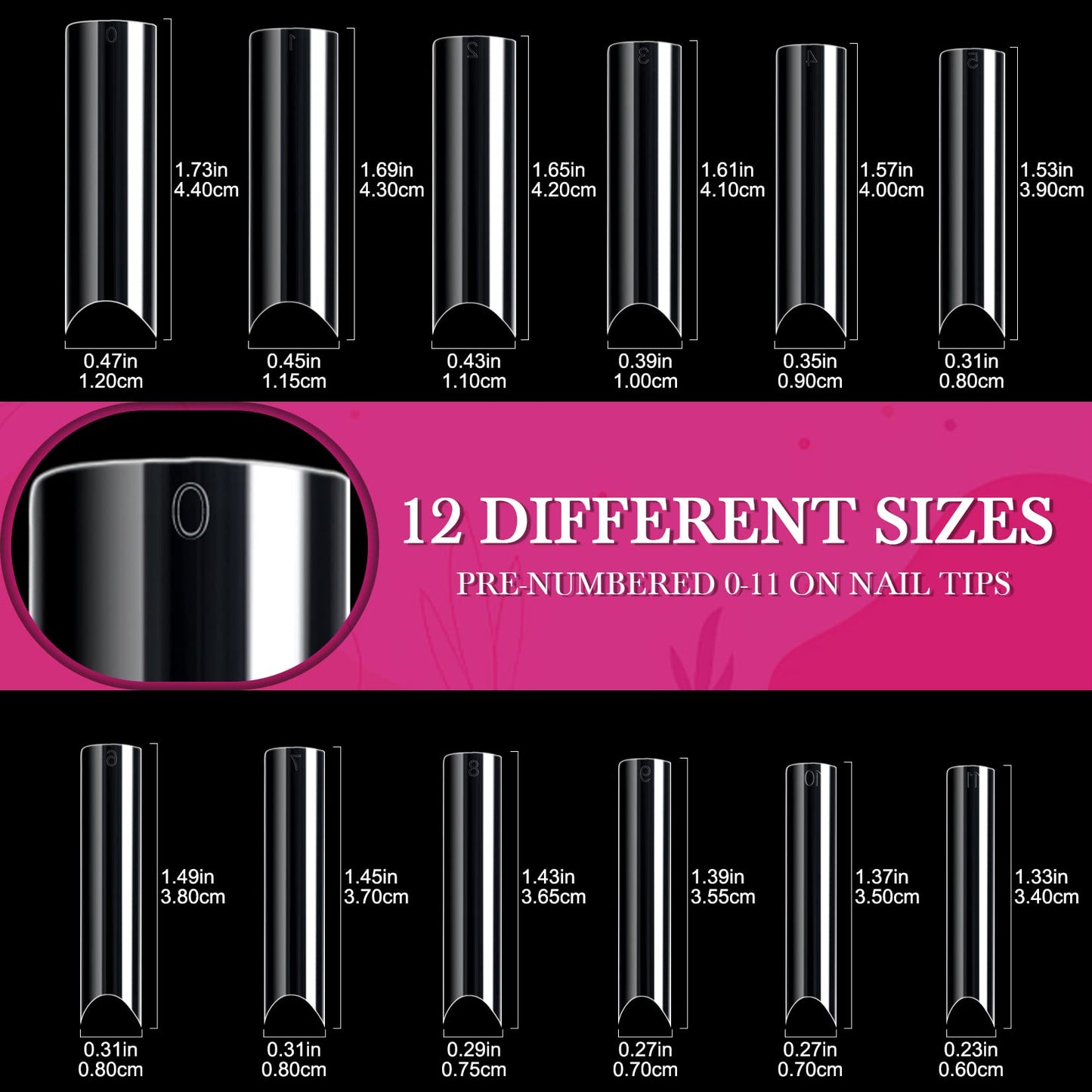 Clear XXXL Tapered Square Nail Tips Extra Long Half Cover