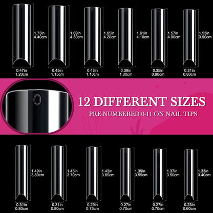 Clear XXXL Tapered Square Nail Tips Extra Long Half Cover