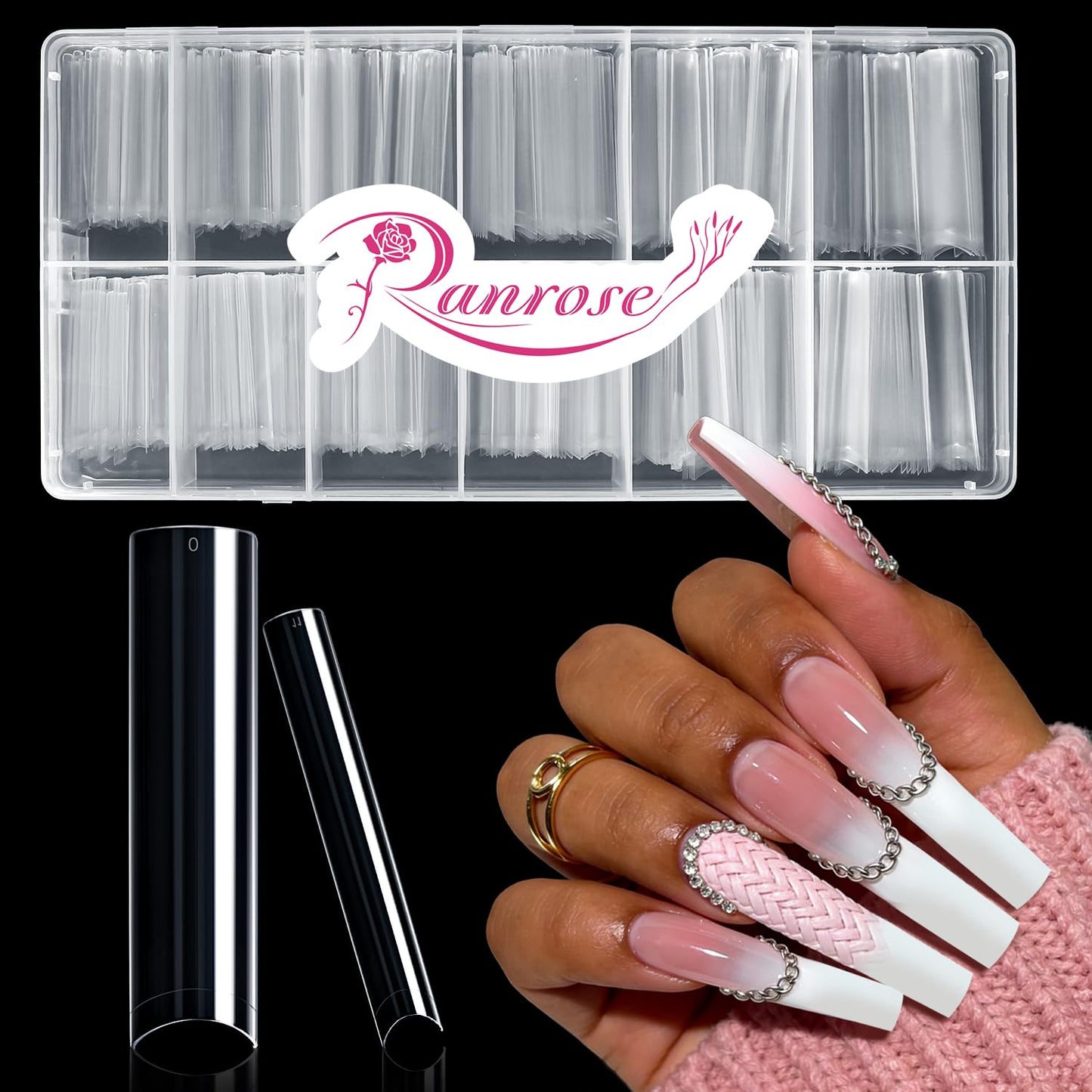 Clear XXXL Tapered Square Nail Tips Extra Long Half Cover