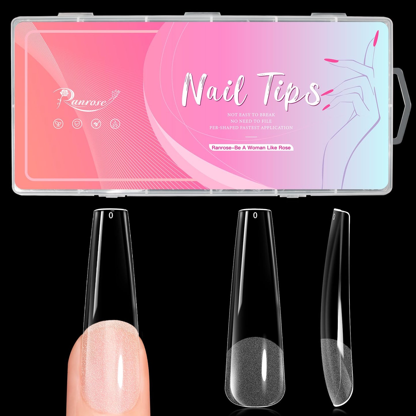 Clear XXXL Tapered Square Nail Tips Extra Long Half Cover